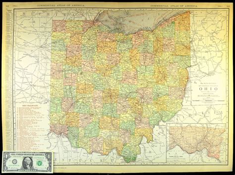 Antique Ohio Railroad Map Of Ohio Wall Art Decor Extra Large Etsy