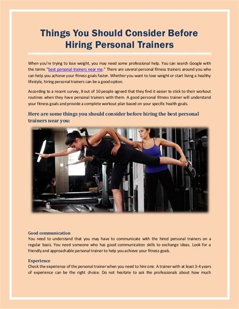 Things You Should Consider Before Hiring Personal Trainers
