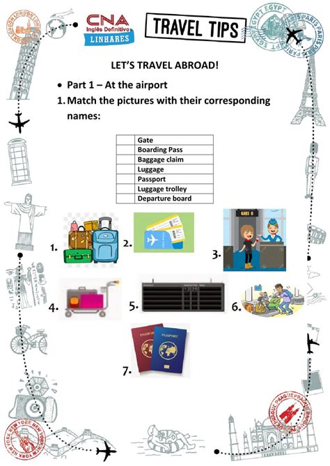 travel tips aula 1 worksheet