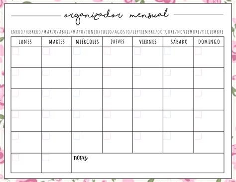 Oral Serm N Orden Calendario Organizador Para Imprimir Tenis Grieta