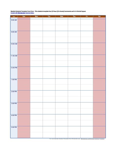 Printable Calendar With Hourly Time Slots Printable Word Searches