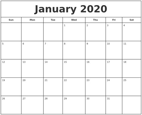 Free 2020 yearly calendar template word. December 2019 Printable Monthly Calendar