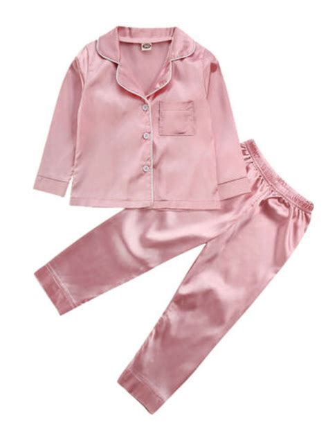 Citgeett Pajamas Kid Unisex Pjs Set Girls Boys Silk Pajamas Set Satin