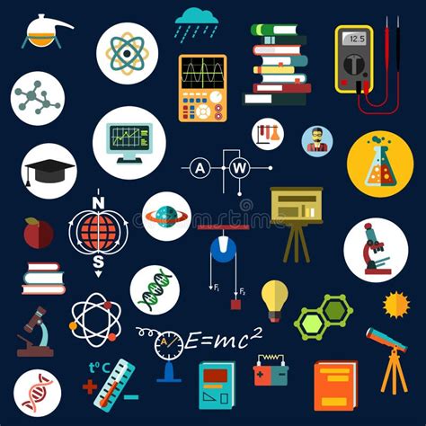 Flat Physics Science Equipment And Symbols Stock Vector Image 60033697