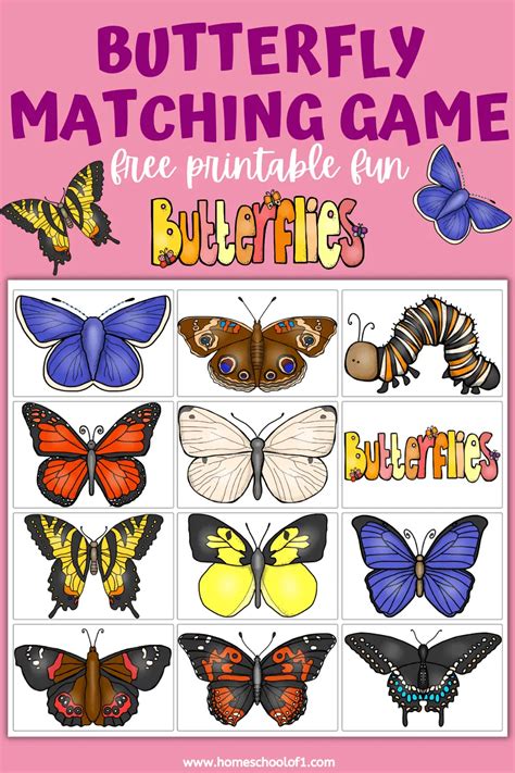 Butterfly Matching Game Free Printable Homeschool Of 1