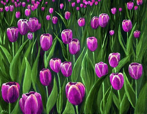 Purple Tulip Field Painting By Anastasiya Malakhova Fine Art America