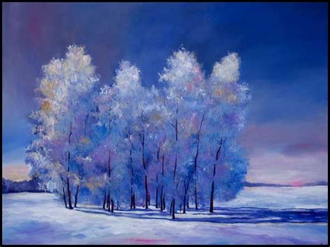 Snow Covered Icy Trees In Colorado Acrylic Painting On