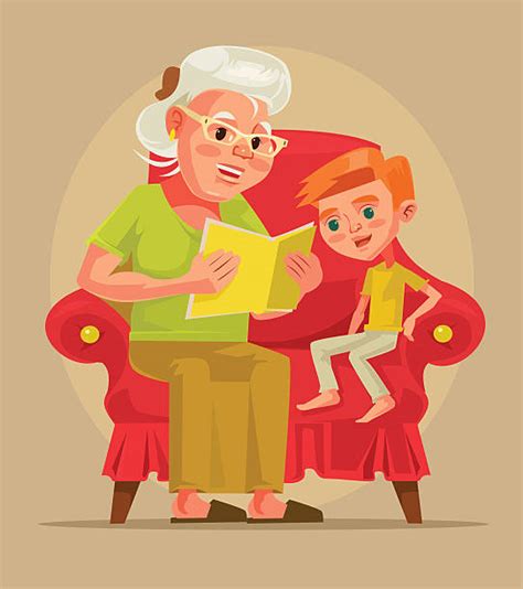 Best Grandma Reading Illustrations Royalty Free Vector