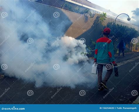 Photo Big And Contrentated Smoke Fogging By To Kill Dengue Aedes