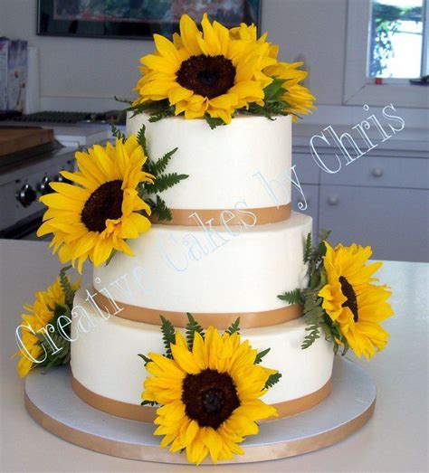 Choose what kind of sunflower wedding invitations you want based on type, orientation, size and shape. wedding cakes with sunflower decoration | Sunflower ...