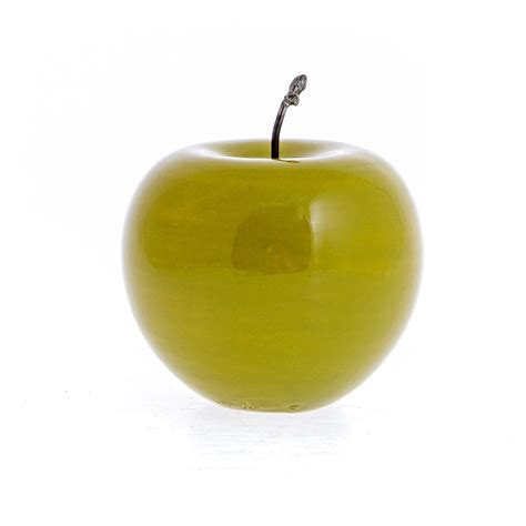 Green Apple Artificial Fruit Glossy Ceramic Handmade Table Ornament