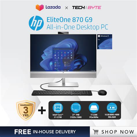 Hp Eliteone 870 G9 27 I7 12700 16gb Ddr5 1tb Ssd Win 11 Pro All In One Desktop Pc