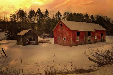 Winter Sunrise On The Farm Guilford Vt Photograph By Joann Vitali