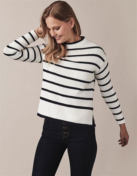 women s tipped stripe jumper from crew clothing company