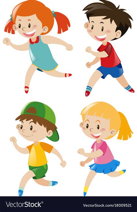 Boys And Girls Running Royalty Free Vector Image