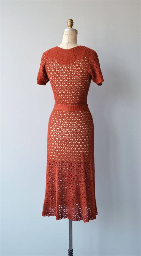 Fiamma Crochet Dress Vintage 1930s Crochet Dress Rust 30s Etsy