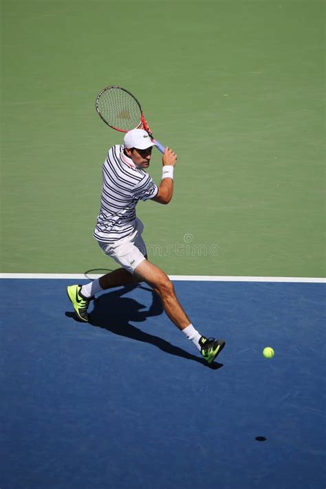 Professional Tennis Player Jeremy Chardy Of France In Action During His