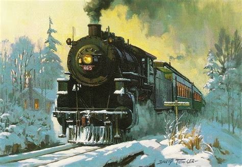 Winter Steam Passenger Train Railroad Art Train Art Train Posters