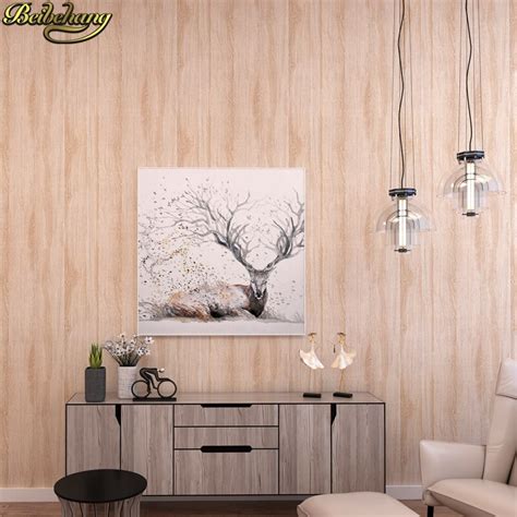 Beibehang Modern Pure Color Wood Grain Wallpaper Bedroom Living Room