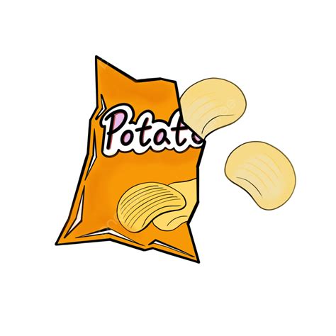 Batata Chips Snack Logotipo Publicidade Pop Desenhado à Mão Png ícone