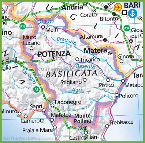 Map of basilicata area hotels: Basilicata map | Basilicata, Italy map, Italy