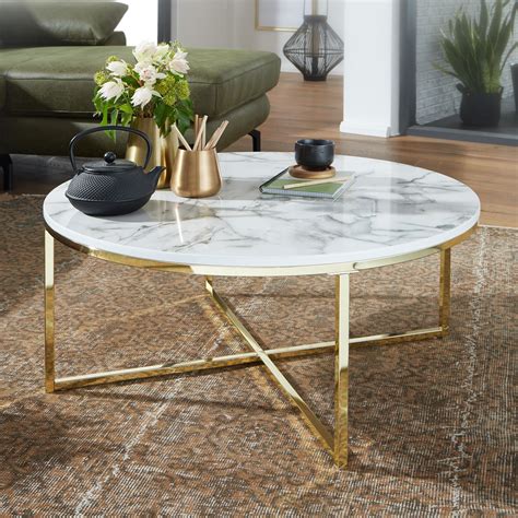 Das produkt wird unmontiert geliefert. WOHNLING Couchtisch Marmor Optik Weiß Ø 80 cm ...