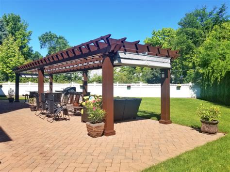 Modern structural fiberglass pergola with fixed louvered rafters by peaceful patios. Fiberglass Pergolas | Strong, durable, custom fiberglass ...