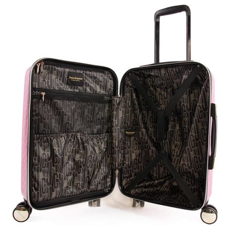 Juicy Couture Pink 21 Inch Hardside Spinner Suitcase Designer Travel