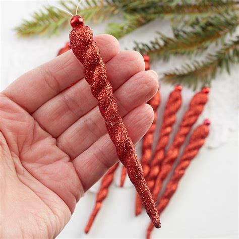 Red Glittered Icicle Ornaments Christmas Ornaments Christmas And