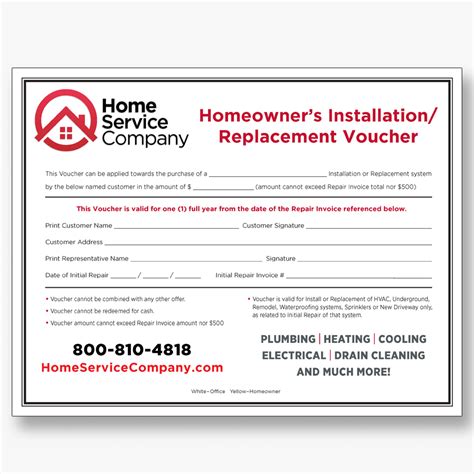 Homeowners Installation Replacement Voucher Printfast