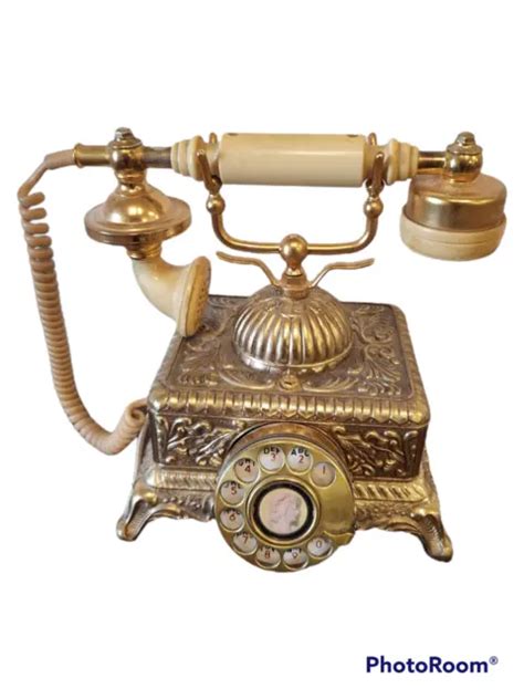 Vintage French Victorian Style Brass Rotary Dial Telephone 12500