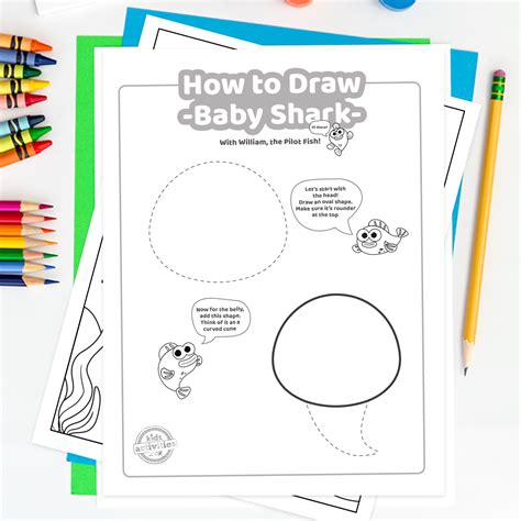 How To Draw Baby Shark Easy Step By Step Instructions Kids