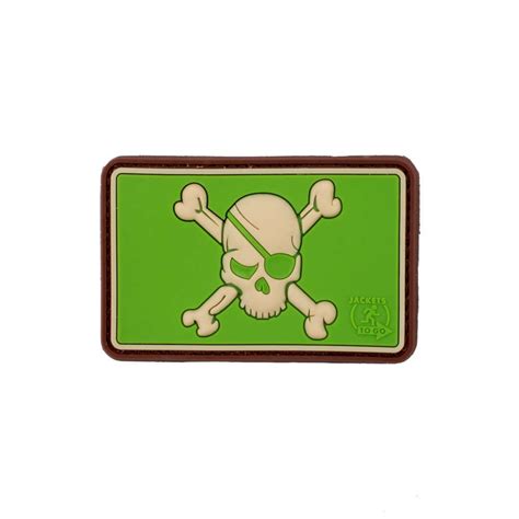 3d Pirate Skull Pvc Patch In Green Version By Jtg