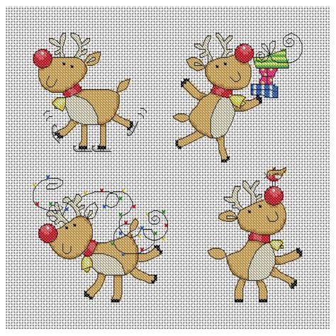 cute christmas reindeer cross stitch pattern instant download pdf christmas cross stitch