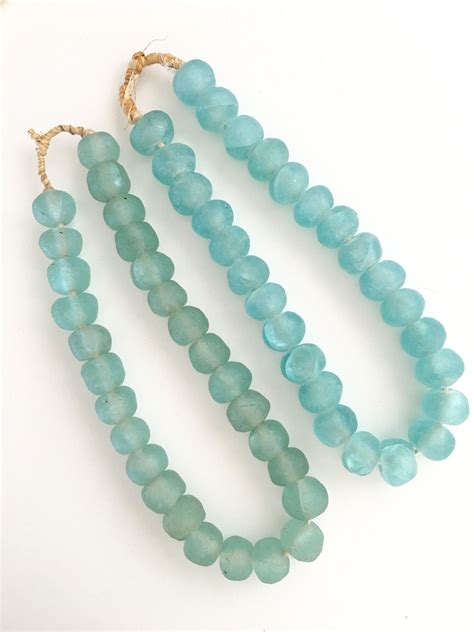 Strand Of Sea Glass Beads Coastal And Beach Home Decor Sea Glass Bead Glass Beads Recycled