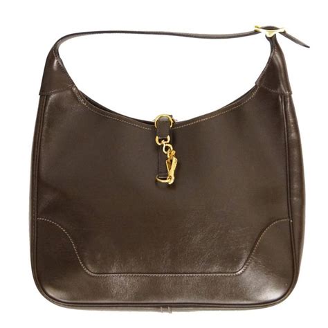 Hermès Trim Leather Shoulder Bag In Brown 1960s Leather Shoulder