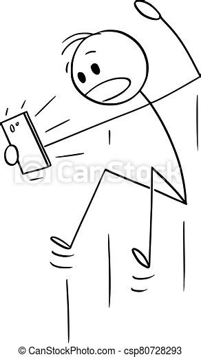 Vector Cartoon Illustration Of Jumping Surprised Or Shocked Man