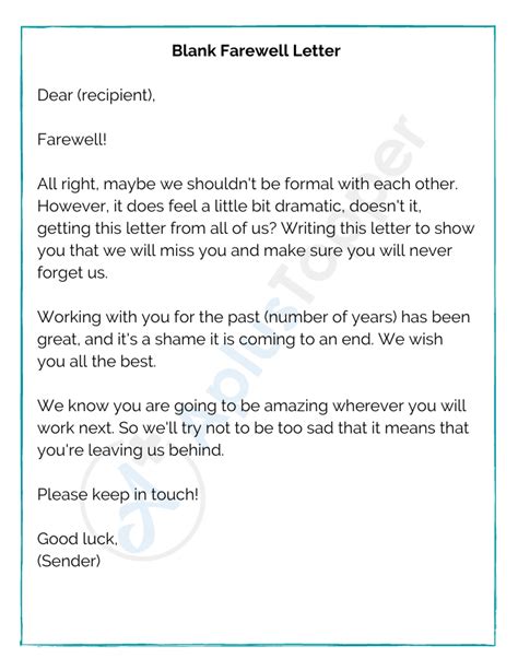 12 Sample Farewell Letters Format Examples And How To Write