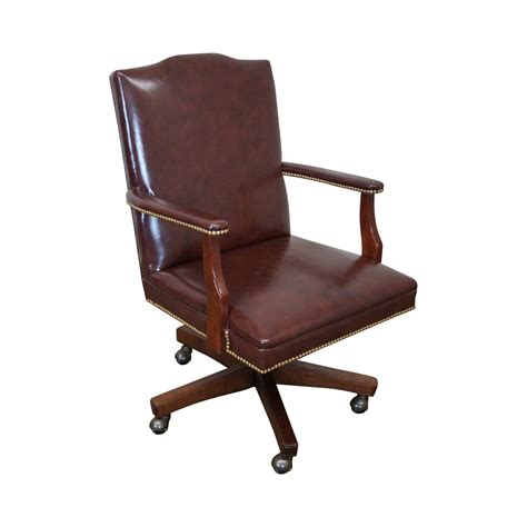 Mahogany Leather Chippendale Excecutive Desk Chair On
