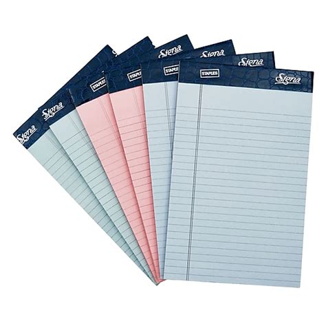 staples® signa 5 x 8 narrow ruled notepads 50 assorted pastel sheets per pad 6 pack