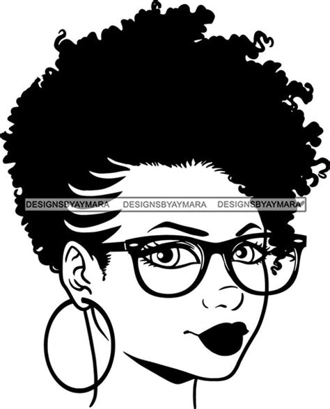afro girl babe hoop earrings sexy glasses lips under cut lines puffy h designsbyaymara