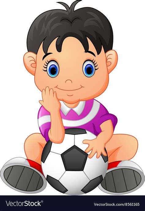 Cute Boy Holding A Soccer Ball Royalty Free Vector Image
