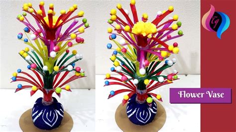 Empty Plastic Bottle Vase Making Craft Handmade Flower