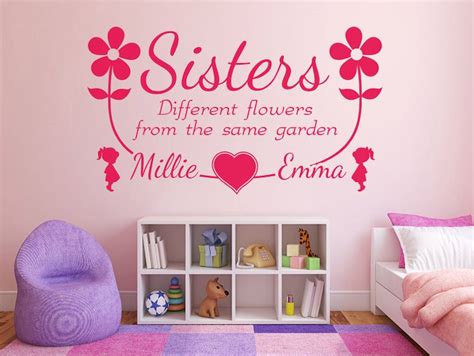 Personalised Sisters Names Wall Sticker Wall Art Decal Pvc Etsy