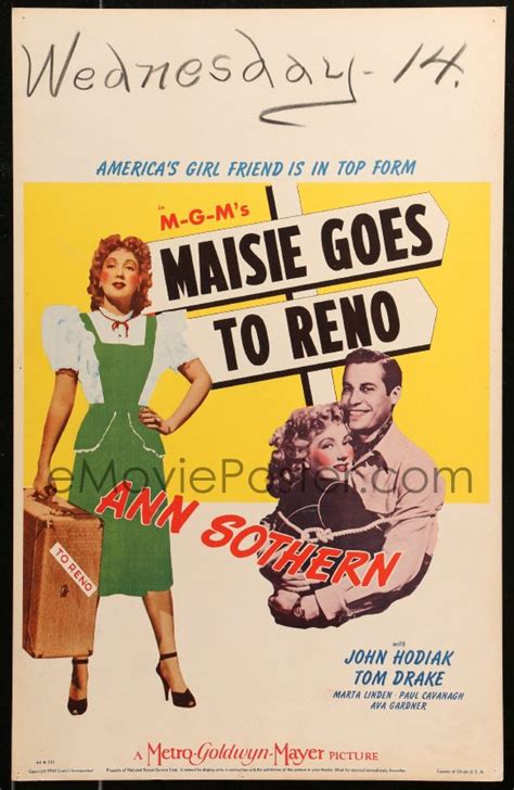 7y0281 Maisie Goes To Reno Wc 1944 Ann Sothern