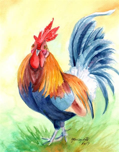 Rooster Painting Rooster Print Rooster Art Chickens | Etsy | Rooster painting, Rooster art, Farm art
