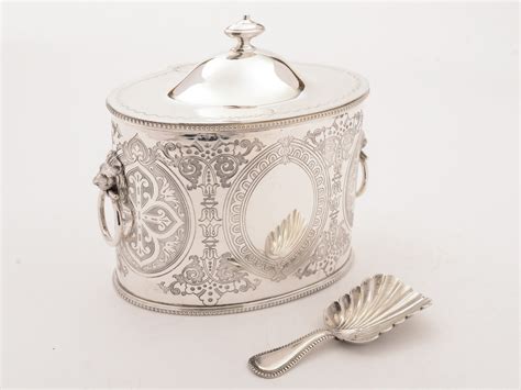 Victorian Oval Silver Plated Tea Caddy Circa 1890 546449