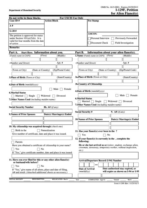 Fillable Form I 129f Petition For Alien Fiancee Printable Pdf Download