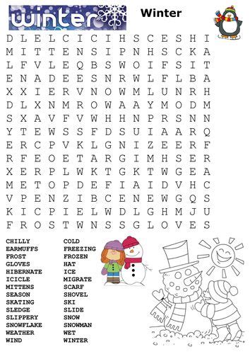 Winter Word Search And Color Teaching Resources Winter Words