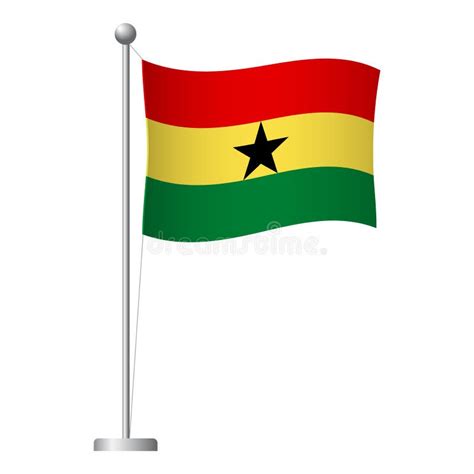 Ghana Flag On Pole Icon Stock Illustration Illustration Of Waving
